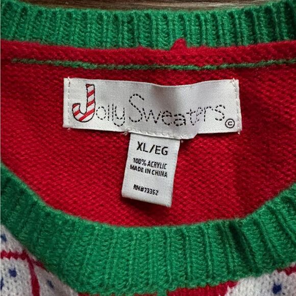 JOLLY SWEATERS festive ugly holiday sweater reindeer drinking beer Cheers XL EUC - Picture 5 of 7